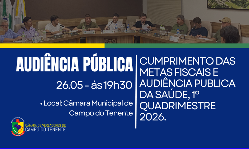 Câmara Municipal de Campo do Tenente realiza Audiência Pública sobre Cumprimento das Metas Fiscais e Saúde – 1º Quadrimestre de 2026